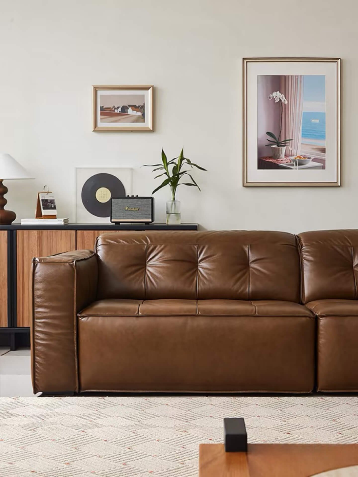 Adjustable Headrest! This Genuine Leather Sofa Is Perfect for Me!