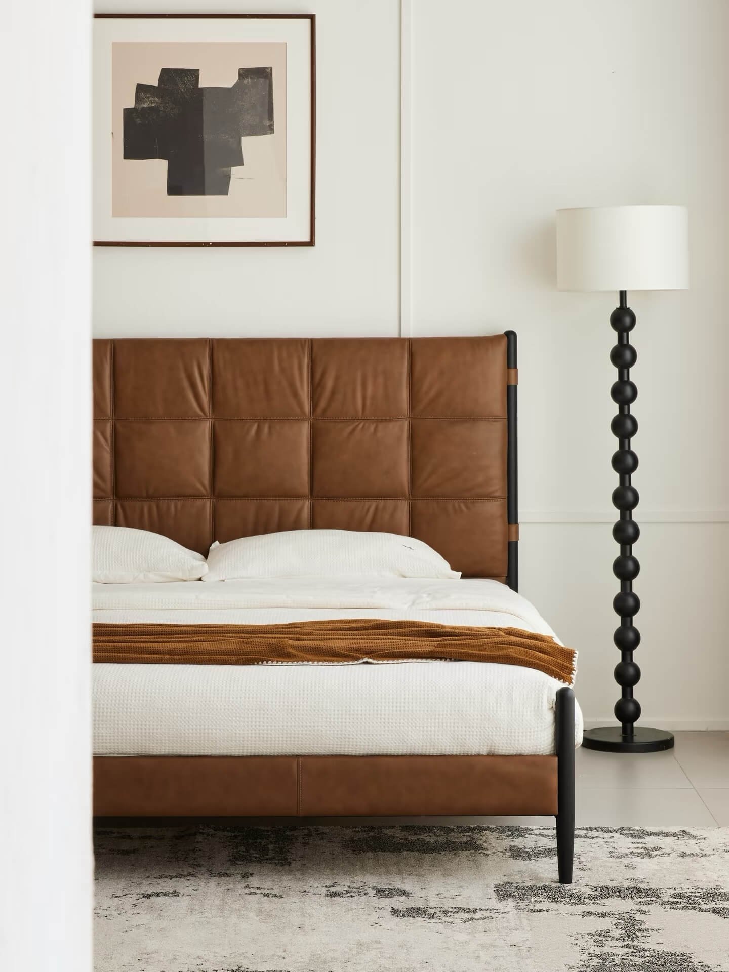 The Elegance of a Parisian Bedroom in Autumn: The Brown Paris Solid Wood Bed